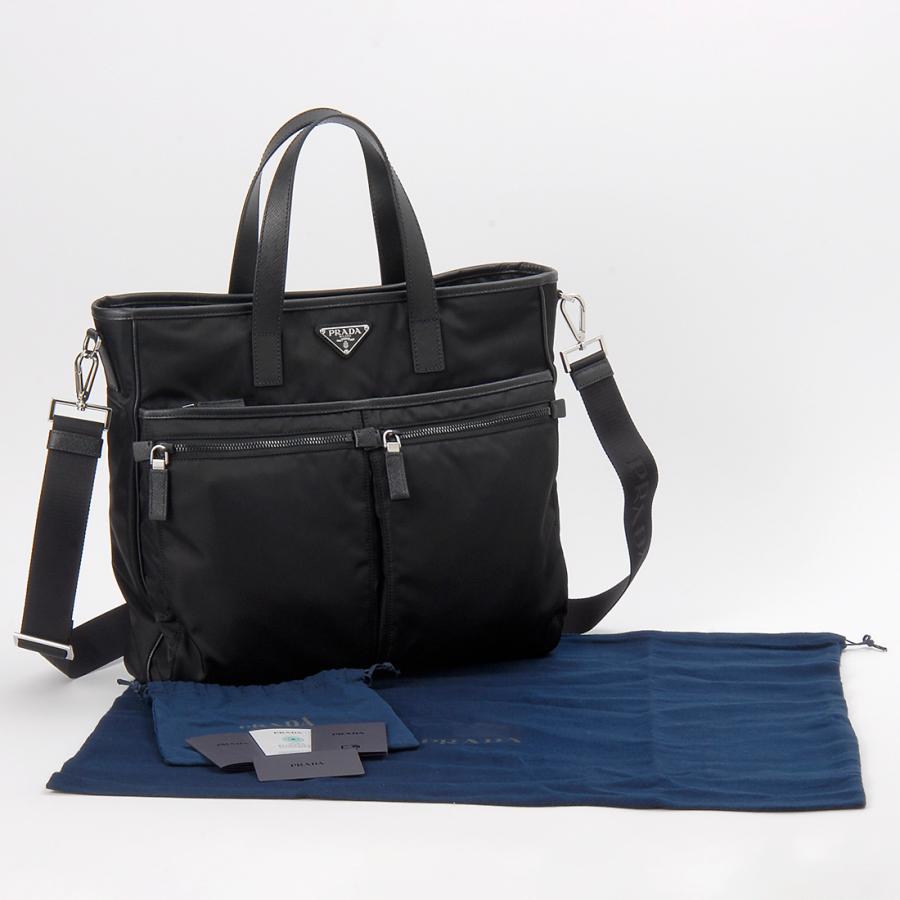 プラダ PRADAメンズ レザートートバッグ 黒 ショルダー 2way PRADA プラダ ショルダーバッグ トートバッグ メンズ ブラック
