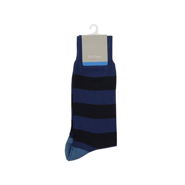 ポールスミス ソックス メンズ コットン 靴下 紳士 男性用 Paul Smith Men's Socks ANXA-800E-K114-B ブラック×ブルー ブランド｜s-select