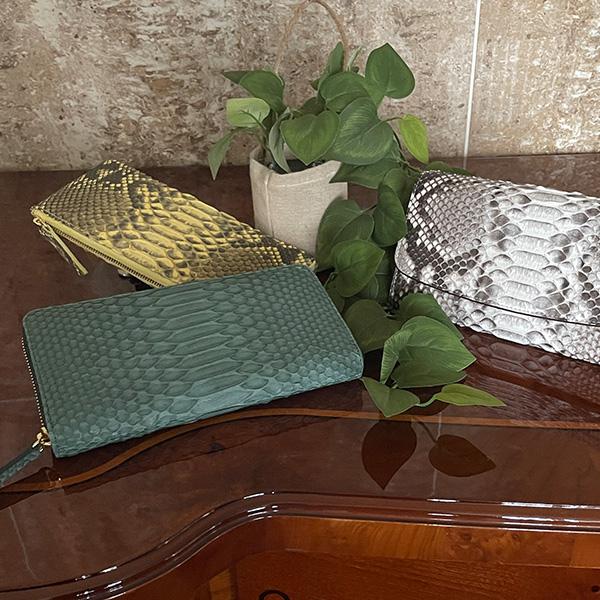 在庫一掃セール ダイヤモンドパイソン ヘビ革 長財布 3型6色 開運 金運 財運 縁起 財布 男女兼用 |  | 01