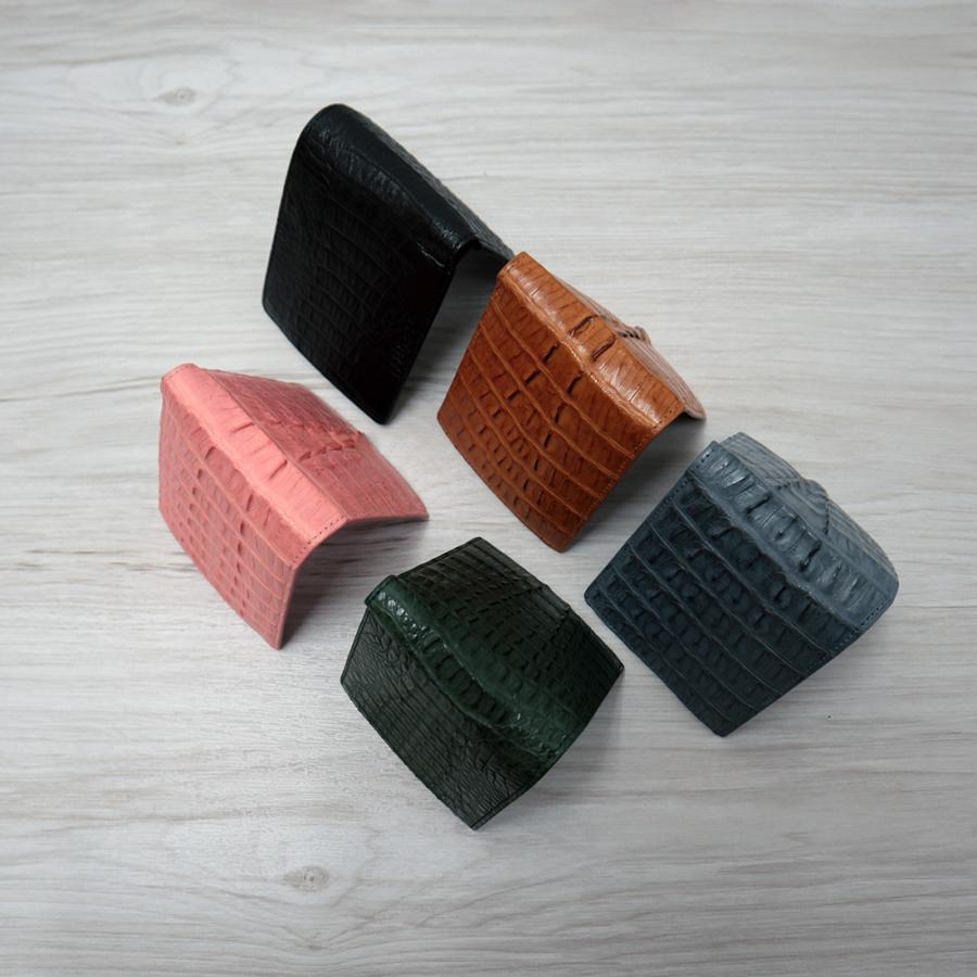 在庫一掃セール 訳あり 小キズあり カイマンワニ革 二つ折り財布 ワニ