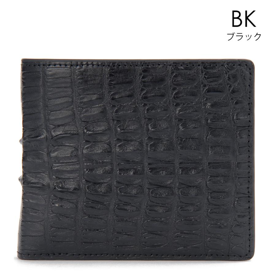 在庫一掃セール 訳あり 小キズあり カイマンワニ革 二つ折り財布 ワニ
