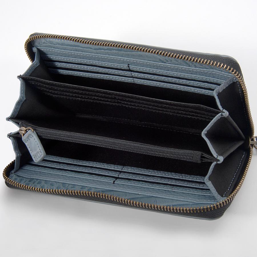 バレンタインセール カイマンワニ革×牛革型押し ラウンドファスナー 長財布 ワニ革 本革 RODANIA ロダニア | RODANIA | 12