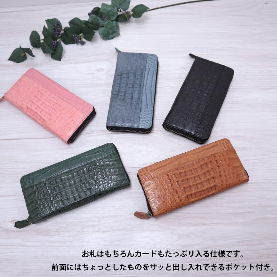 RODANIA カイマンワニ革×牛革型押し ラウンドファスナー 長財布