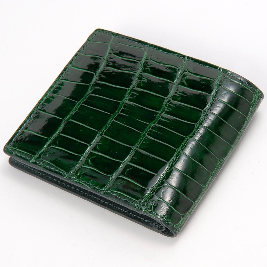 バレンタインセール シャイニングクロコダイル 二つ折り財布 メンズ