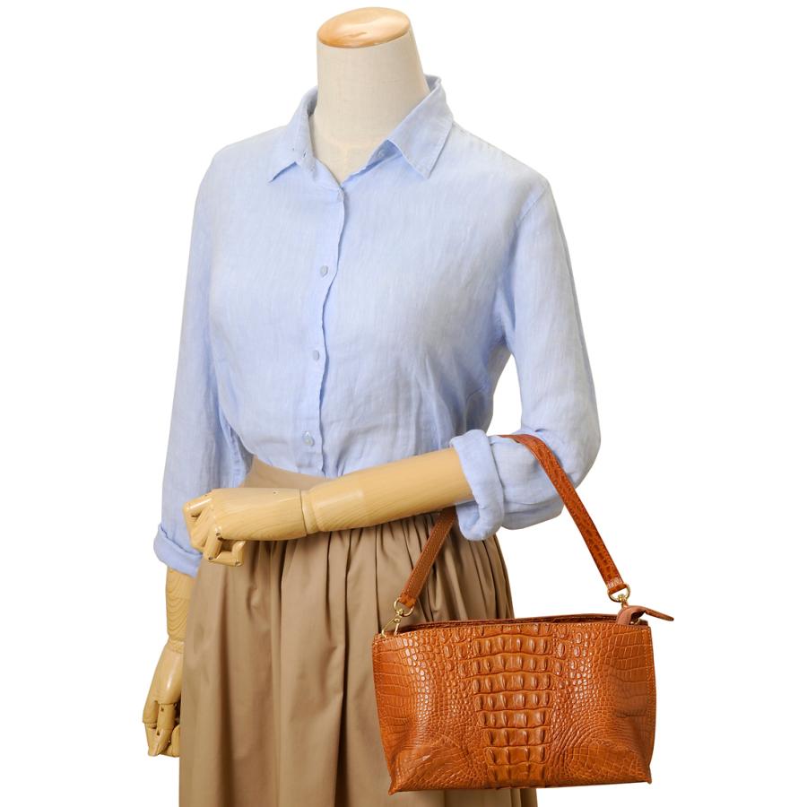 ボーナスストアPlus対象店 クロコダイル×牛革 2WAYショルダーバッグ