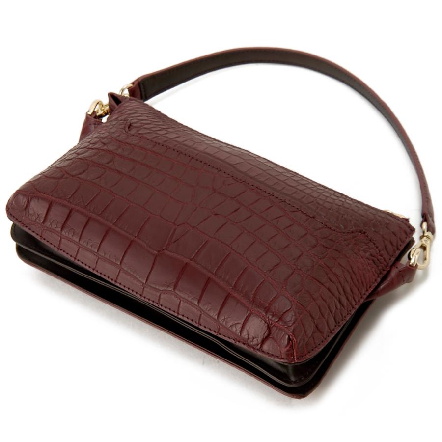 クロコダイル ショルダーバッグ レディース マットクロコ センター