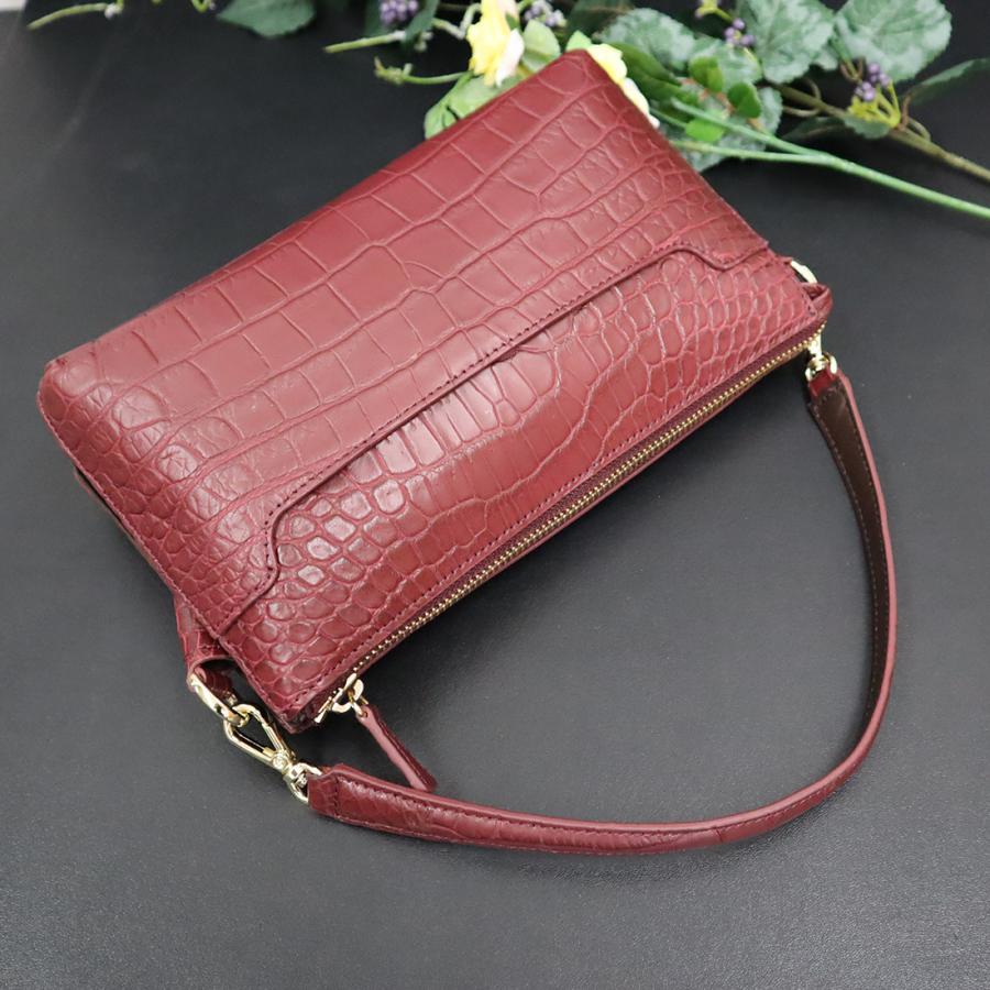 クロコダイル ショルダーバッグ レディース マットクロコ センターベース ワニ革 高級皮革 RODANIA ロダニア クロコダイル ショルダーバッグ レディース マットクロコ センター