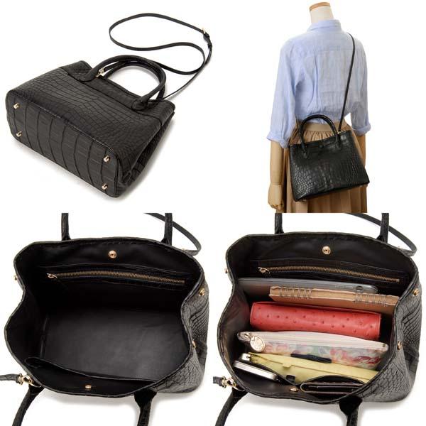 マットクロコダイル ハンドバッグ レディース ワニ革 本革 高級