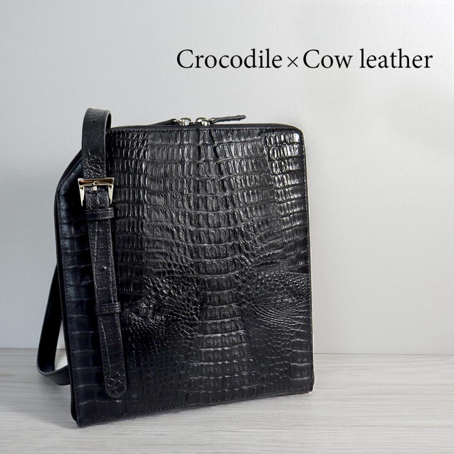 カイマンワニ革スリムショルダ− メンズ ワニ革 レザー RODANIA ロダニア 高級素材メンズ特選 RODANIA（ロダニア） カイマンワニ革スリムショルダ− メンズ ワニ革