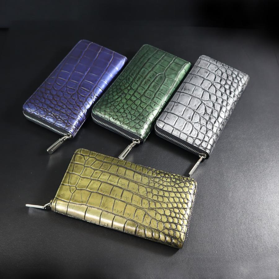 RODANIA（ロダニア） クロコダイル 手染め メタルカラー 長財布 メンズ
