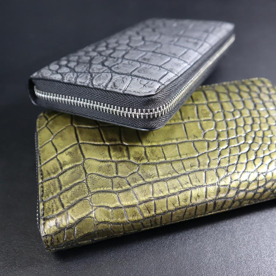 RODANIA（ロダニア） クロコダイル 手染め メタルカラー 長財布 メンズ