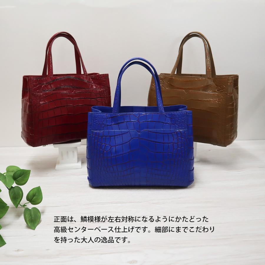クロコダイル ハンドバッグ レディース 目地染め ワニ革 本革 高級皮革