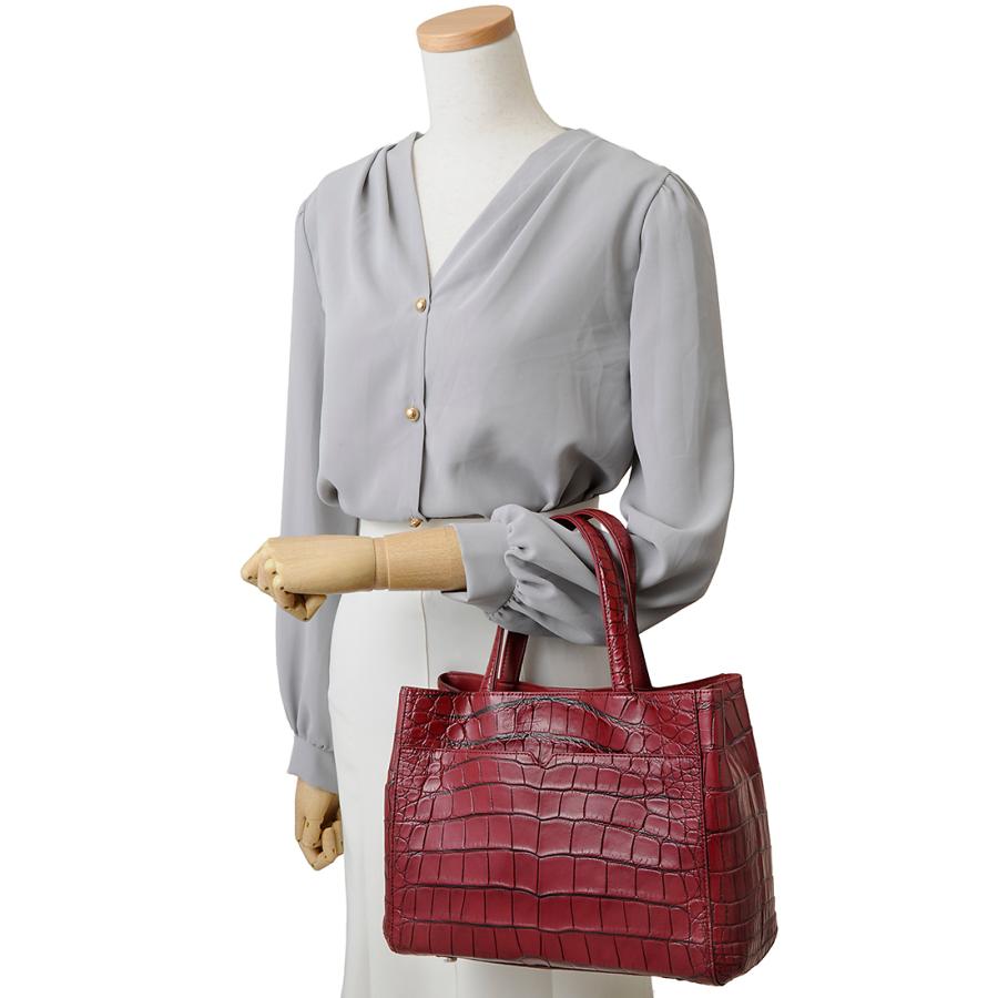 クロコダイル ハンドバッグ レディース 目地染め ワニ革 本革 高級皮革