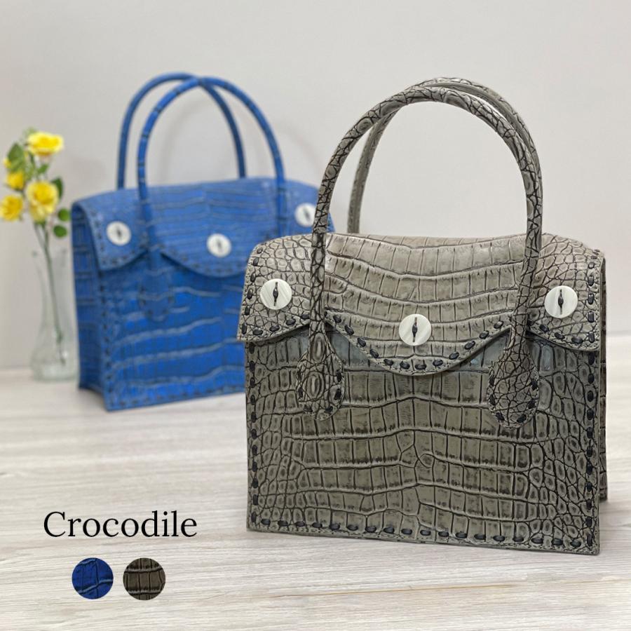 クロコダイル ハンドバッグ レディース 目地染め ワニ革 本革 RODANIA