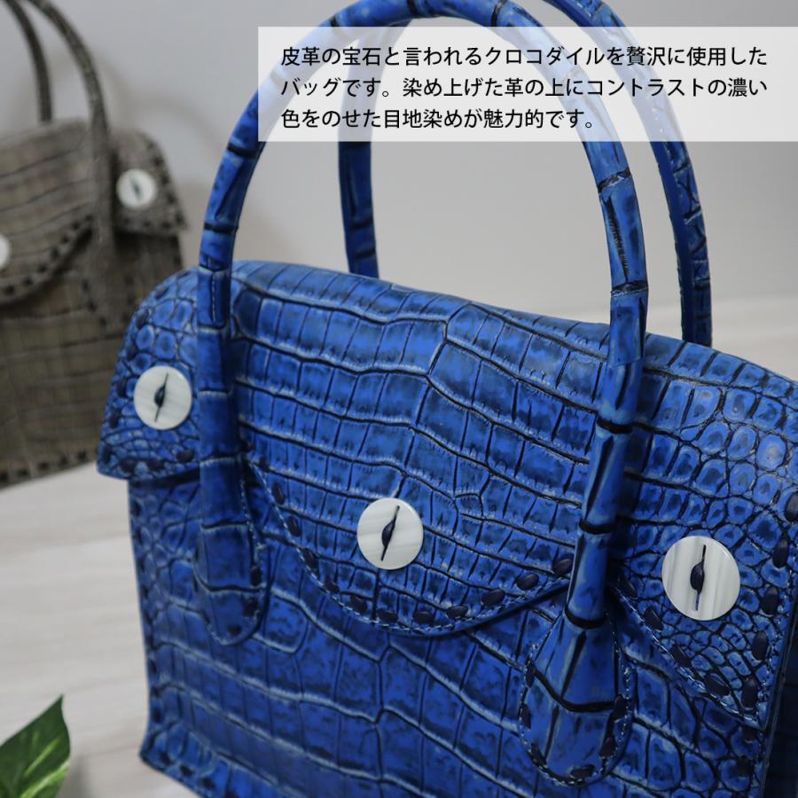 クロコダイル ハンドバッグ レディース 目地染め ワニ革 本革 RODANIA