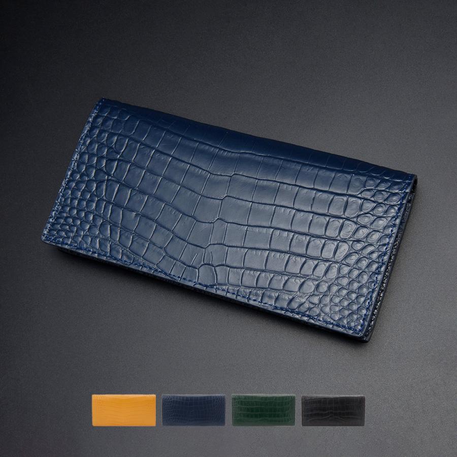 マットクロコダイル 長財布 贅沢一枚センターベース仕立て メンズ ワニ 