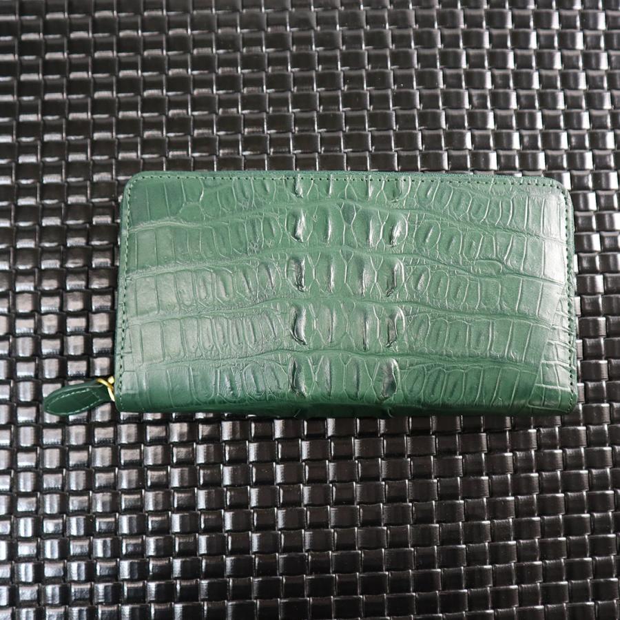 値下新品未使用ロダニアクロコダイル革ラウンドファスナー長財布　光沢仕上げブラック RODANIA クロコダイル ラウンドファスナー長財布 ワニ革 本革