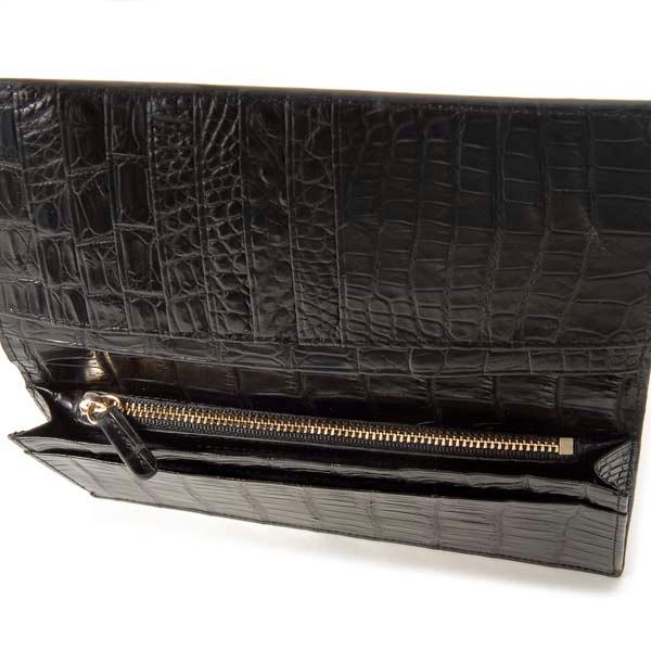 クロコダイル 長財布 無双 長札入れ ワニ革 本革 ブラック RODANIA