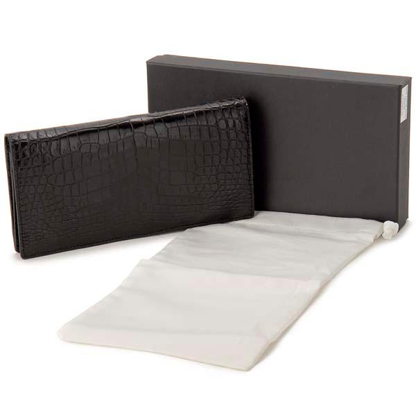 クロコダイル 長財布 無双 長札入れ ワニ革 本革 ブラック RODANIA