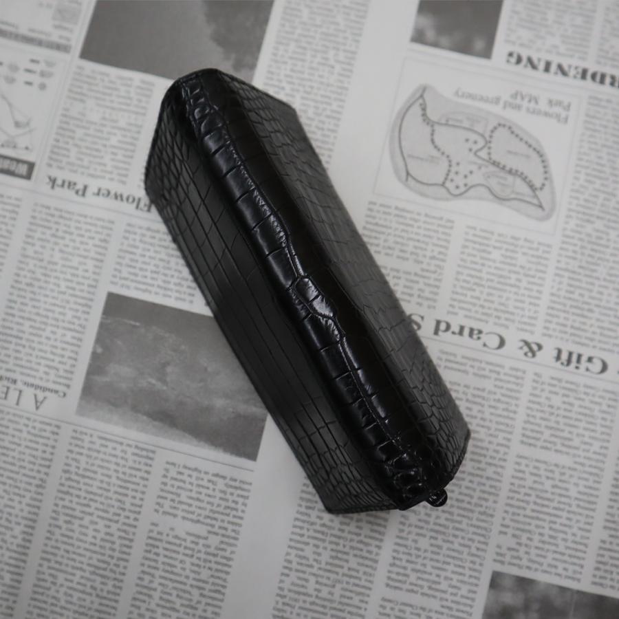 クロコダイル 長財布 無双 長札入れ ワニ革 本革 ブラック RODANIA