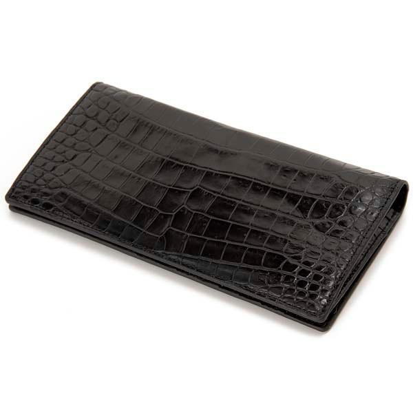 クロコダイル 長財布 無双 長札入れ ワニ革 本革 ブラック RODANIA