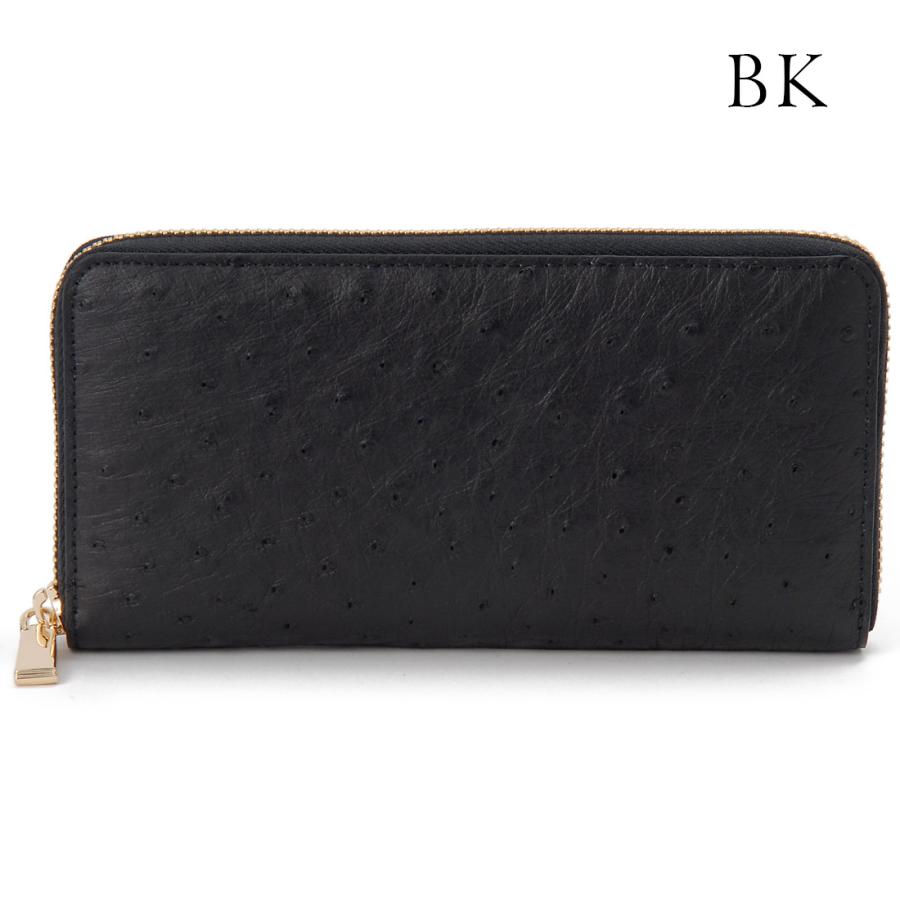 RODANIA オーストリッチ ブラック 長財布 メンズ レディース RODANIA（ロダニア） オーストリッチ ラウンドファスナー 長財布