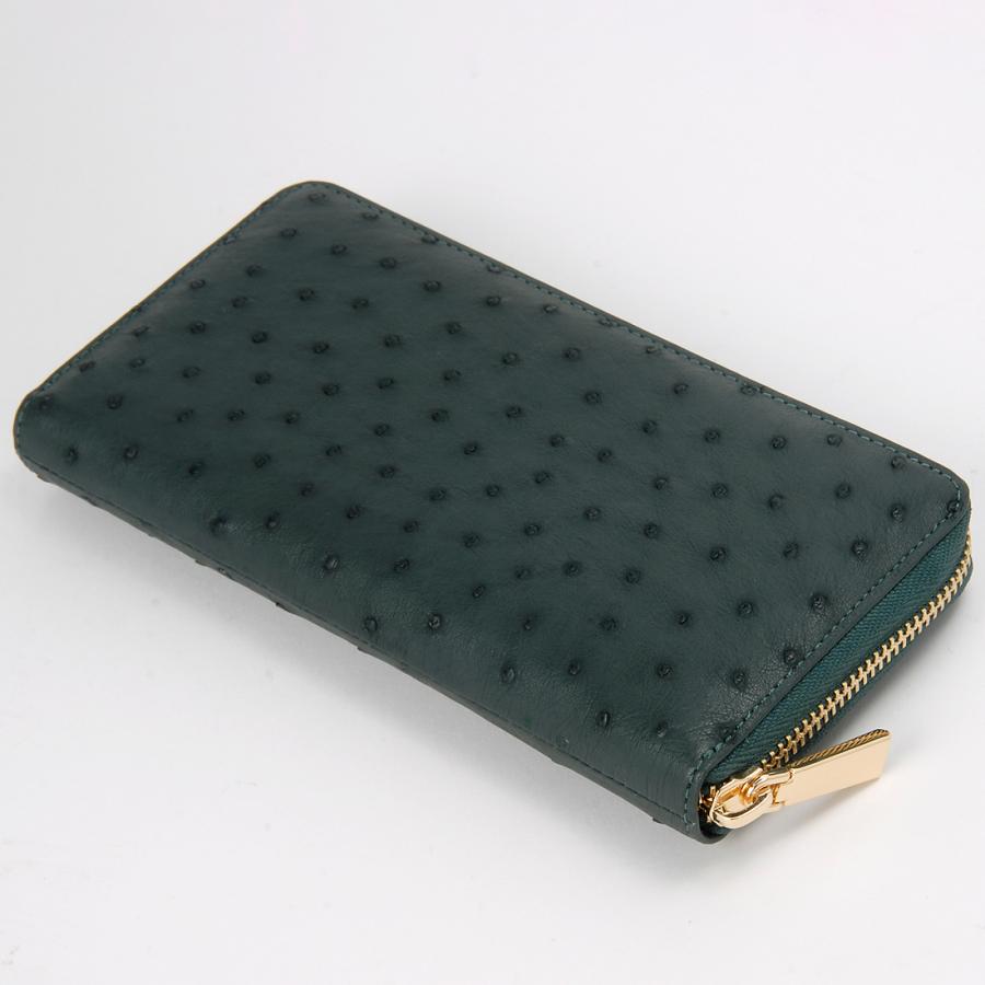 RODANIA オーストリッチ ブラック 長財布 メンズ レディース RODANIA（ロダニア） オーストリッチ ラウンドファスナー 長財布