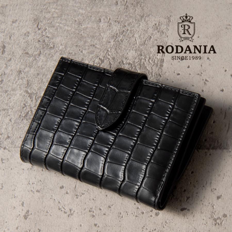 RODANIA（ロダニア） 牛革クロコダイル型押し 二つ折り財布 メンズ
