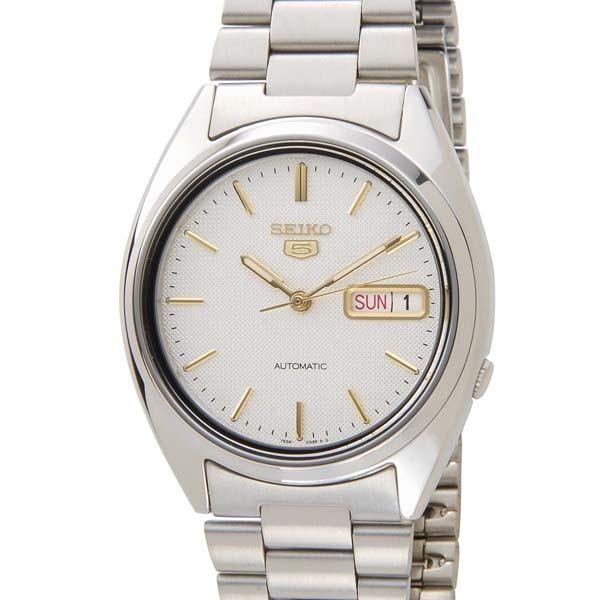 美品【稼働】SEIKO セイコー5 メンズ腕時計 自動巻 ホワイト文字盤 裏スケ Seiko 5 セイコー5 セイコーファイブ メンズ 時計 SNXG47K ホワイト