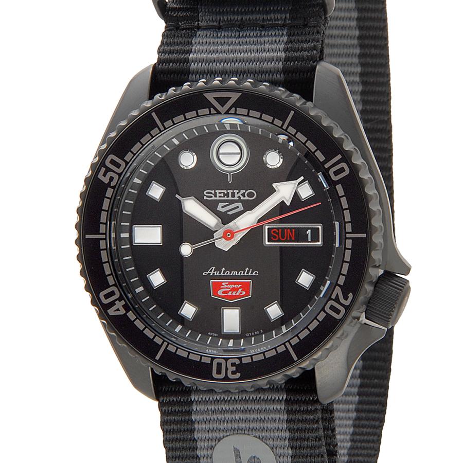 SRPJ75K1黒いスーパーカブ コラボレーション限定モデル セイコー5スポーツ Seiko 5 SEIKO5 セイコー5 腕時計 メンズ SRPJ75K1 ホンダ スーパー