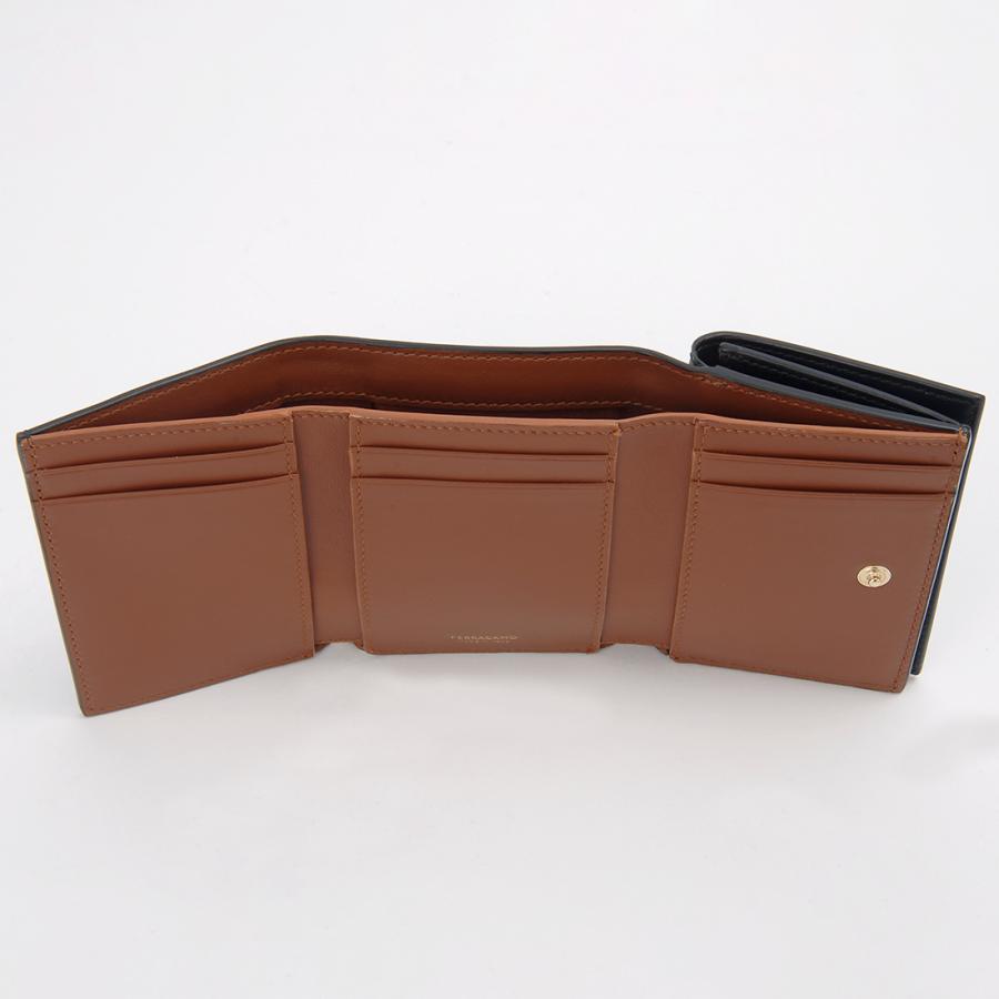 Ferragamo フェラガモ 三つ折り財布 レディース ブラック 22 0867 779959 CPNMACT WALLET FERRAGAMO（フェラガモ） 三つ折り財布 レディース ブラック 22 0867