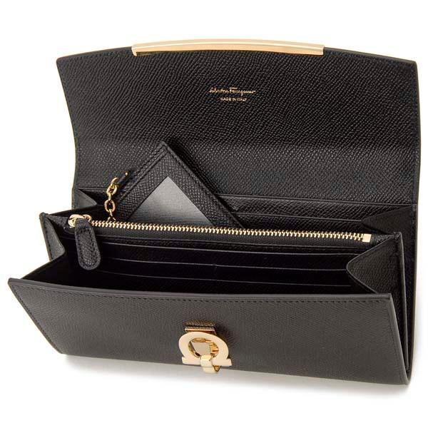 FERRAGAMO（フェラガモ） 長財布 レディース ブラック 22 D150 683312
