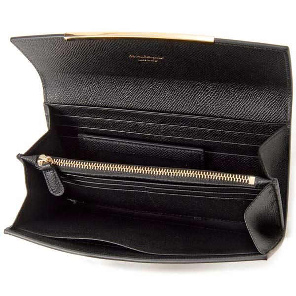 Ferragamo フェラガモ 長財布 レディース ブラック 22 D150 683312 ガンチーニ FERRAGAMO（フェラガモ） 長財布 レディース ブラック 22 D150 683312