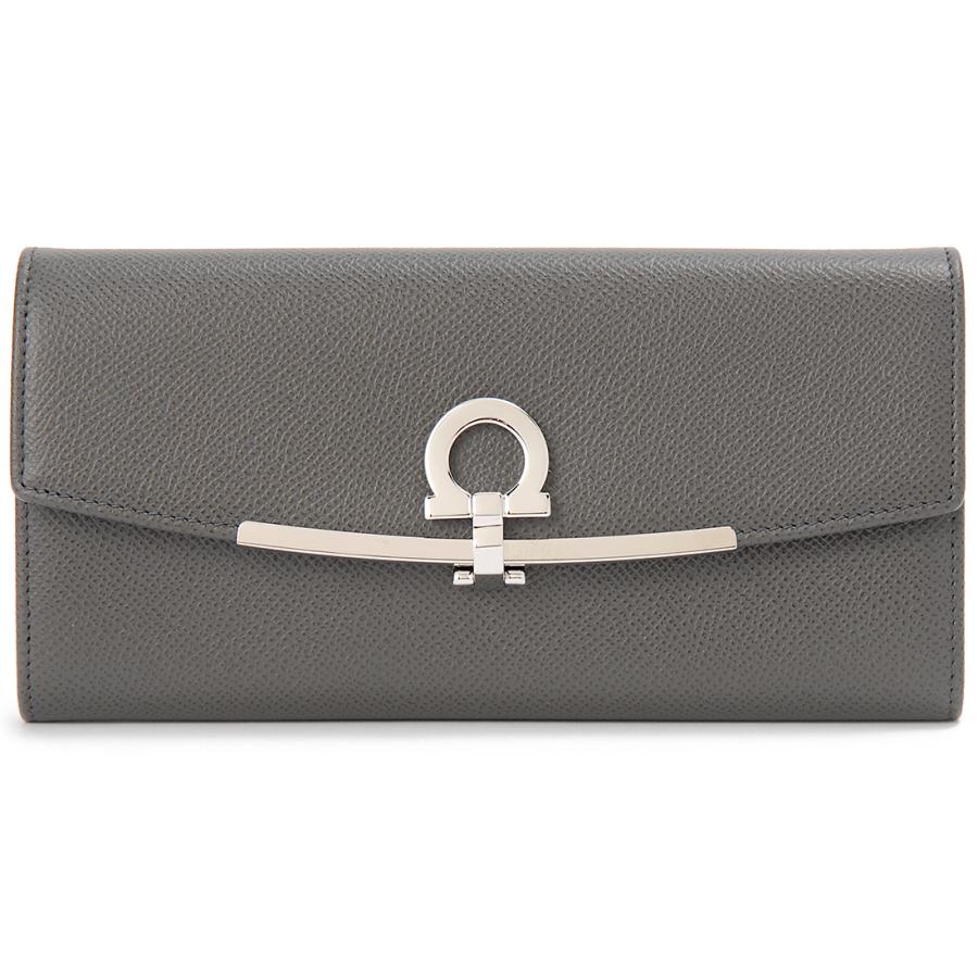 Ferragamo フェラガモ 長財布 レディース グレー 22 D150 762989 ガンチーニ FERRAGAMO（フェラガモ） 長財布 レディース グレー 22 D150 762989