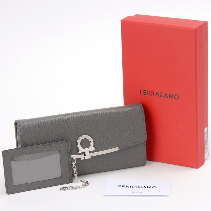 FERRAGAMO Ferragamo フェラガモ 長財布 レディース グレー 22