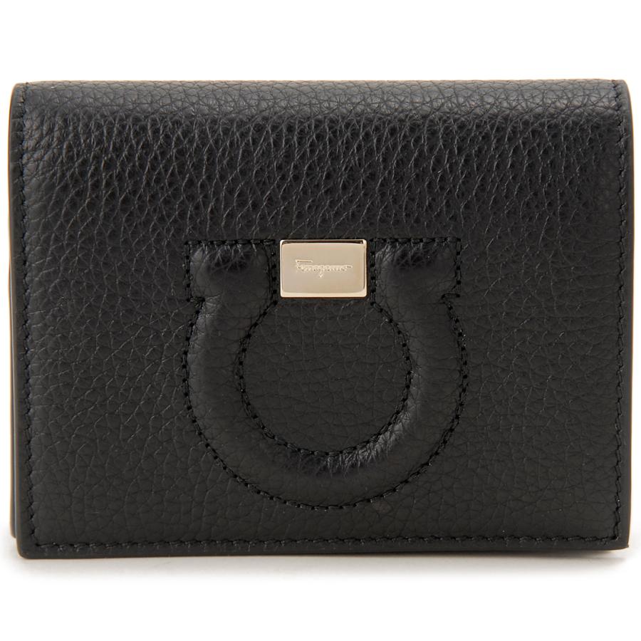 ⚡️最終価格⚡️Salvatore Ferragamo レザー財布 FERRAGAMO Ferragamo フェラガモ 二つ折り財布 ブラック 22 D514