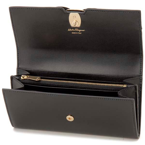 フェラガモ Ferragamo 長財布 レディース ブラック 22-E008-734541 リボン FERRAGAMO（フェラガモ） 長財布 レディース ブラック 22-E008-734541