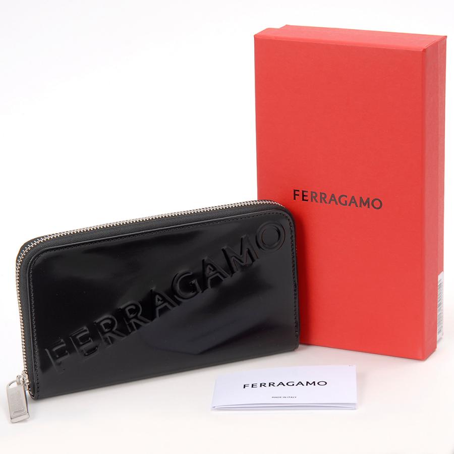 フェラガモ Ferragamo 長財布 メンズ ブラック 66 1212 764219 EMBOSSED FERRAGAMOの画像
