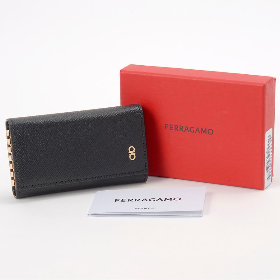 ボーナスストアPlus10％対象店 フェラガモ Ferragamo キーケース メンズ ブラック 66 1608 781770 MICRO GANCIOの画像