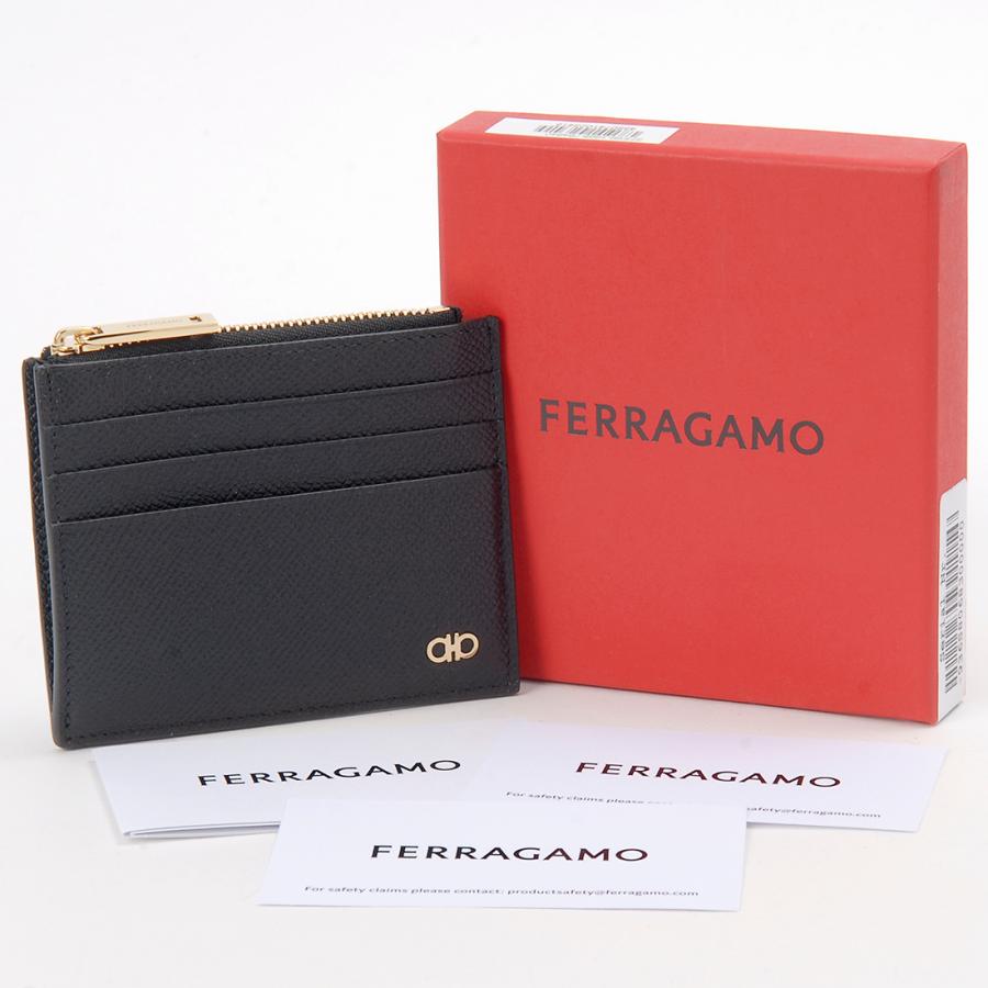 ボーナスストアPlus10％対象店 フェラガモ Ferragamo カードケース レディース メンズ ブラック 66 1668 784840 MICRO GANCIOの画像