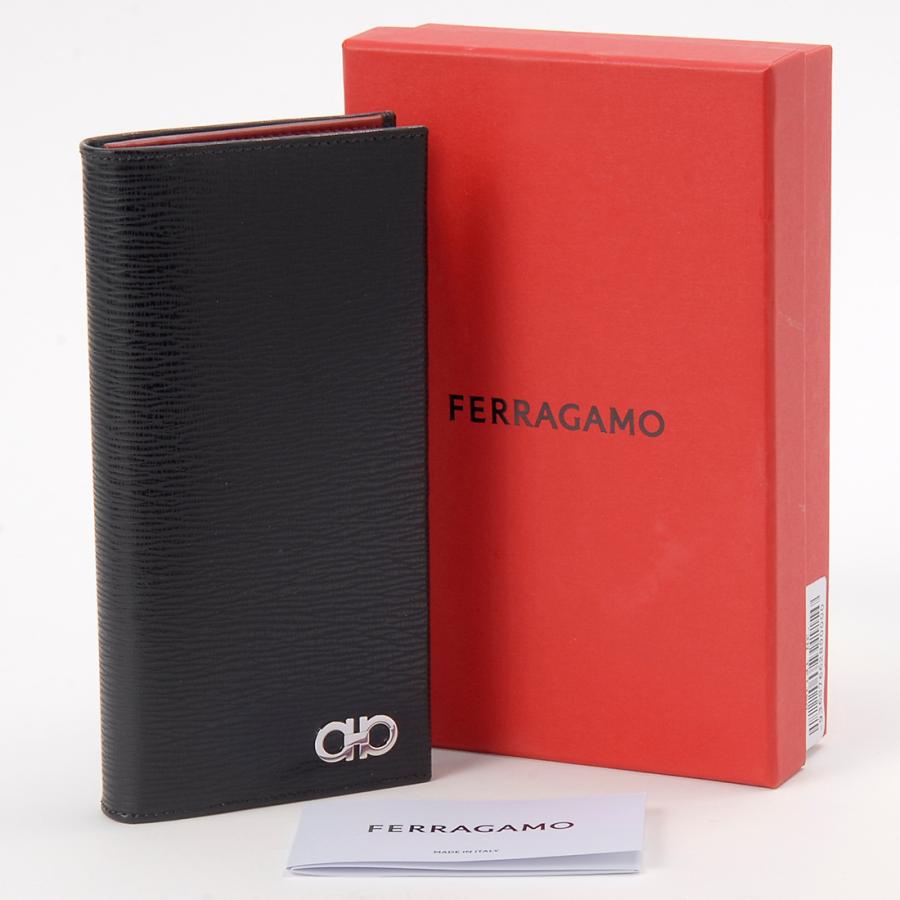 フェラガモ Ferragamo 長財布 メンズ ブラック 66 A069 686018 REVIVAL GANCIO BICOLORの画像