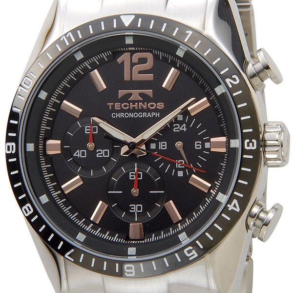 テクノス TECHNOS T1019TH クロノグラフ クォーツ ブラック×シルバー メンズ腕時計｜s-select