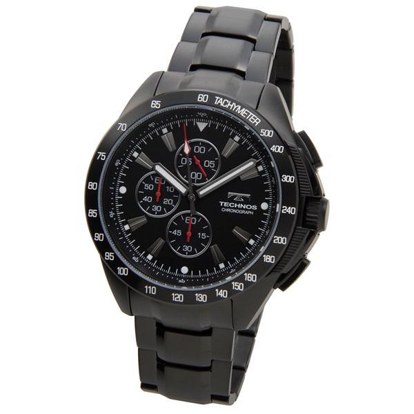 テクノス TECHNOS T4417BH クロノグラフ 10気圧防水 ブラック メンズ
