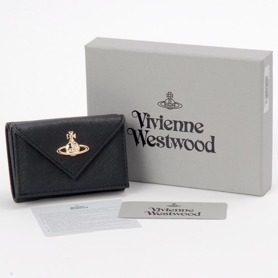 【箱・付属品付き】Vivienne Westwood　3つ折り財布　本革ブラック Vivienne Westwood（ヴィヴィアンウエストウッド） ヴィヴィアン
