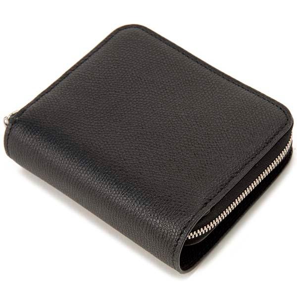 ⭐️未使用級⭐️　ヴァレクストラ　二つ折り財布　Vカット　シュリンクレザー　黒 ⭐️未使用級⭐️ヴァレクストラ二つ折り財布Vカットシュリンク