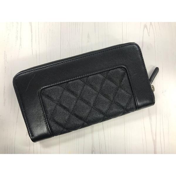 CHANEL 訳あり キズあり シャネル ラウンドファスナー長財布 ブラック 