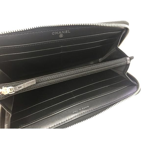 CHANEL 訳あり キズあり シャネル ラウンドファスナー長財布 ブラック 