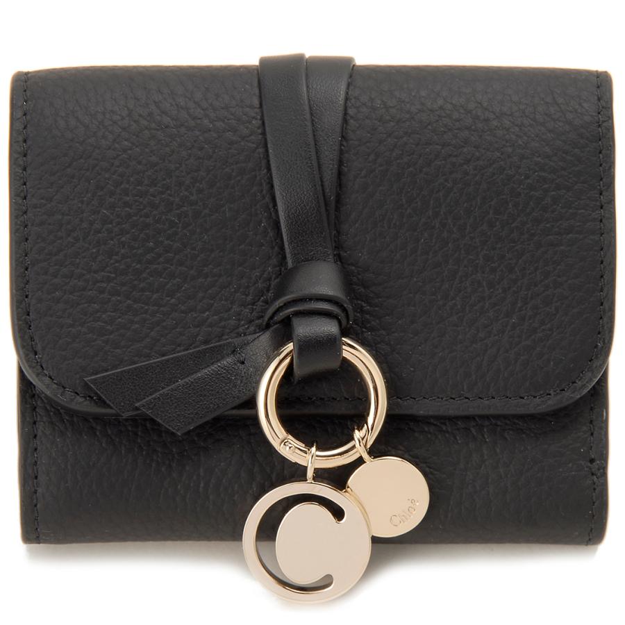 訳あり 正面結び目部分にボンド付着 Chloe クロエ 長財布 ブラック レディース CHC21WP941-F57 アルファベット Chloe（クロエ） 訳あり 正面結び目部分にボンド付着 長財布 ブラック