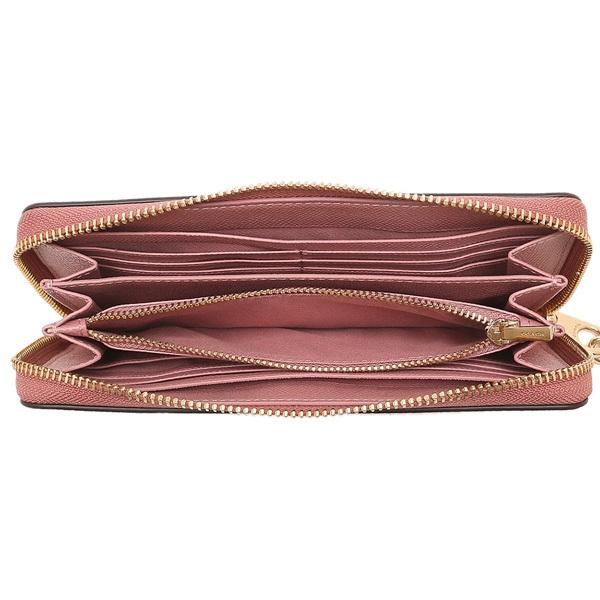 未使用級☆COACH コーチ 長財布 ダークブラウン ピンク ラウンドファスナー COACH - コーチ ☆ レザー ラウンドファスナー 長財布 ピンク