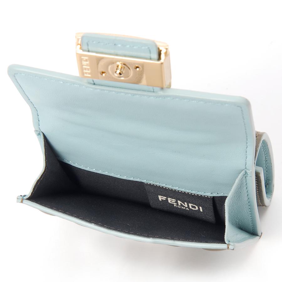 訳あり　背面左側に革はがれあり　FENDI フェンディ 折財布 三つ折り財布 ブルー　レディース FD8M0395-AT00-F1PQI FFモチーフ 訳あり 背面左側に革はがれあり FENDI フェンディ 折財布 三つ折り財布